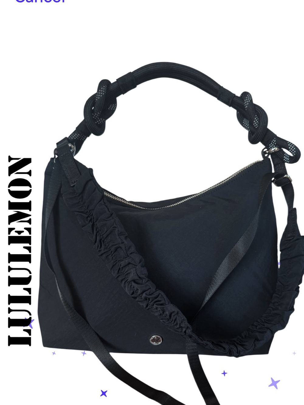 LULULEMON BLACK BRAIDED CONVERTABLE CROSS BODY BAG AND CARRY TOTE